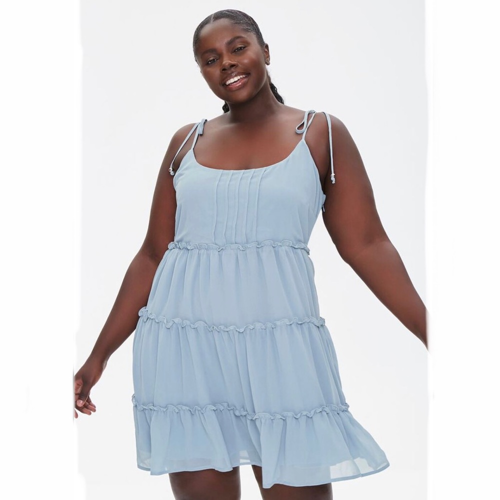 Forever 21 Plus Tiered Sleeveless Sundress in Icy Blue